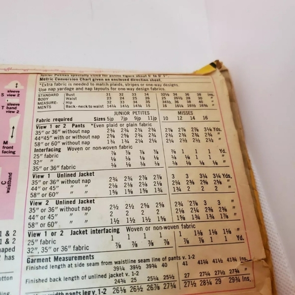 Vintage 1973 Simplicity 2 Style Sleeve Jacket & Cuffed Pant Pattern #5642 Sz 7JP - Picture 5 of 5